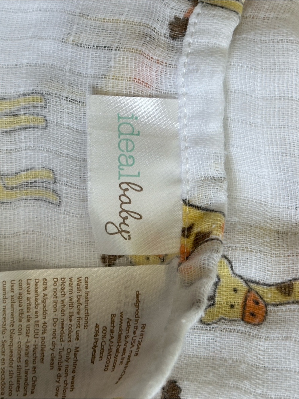 aden + anais White Baby Muslin Swaddle Set with Animal Prints - Picture 3 of 3